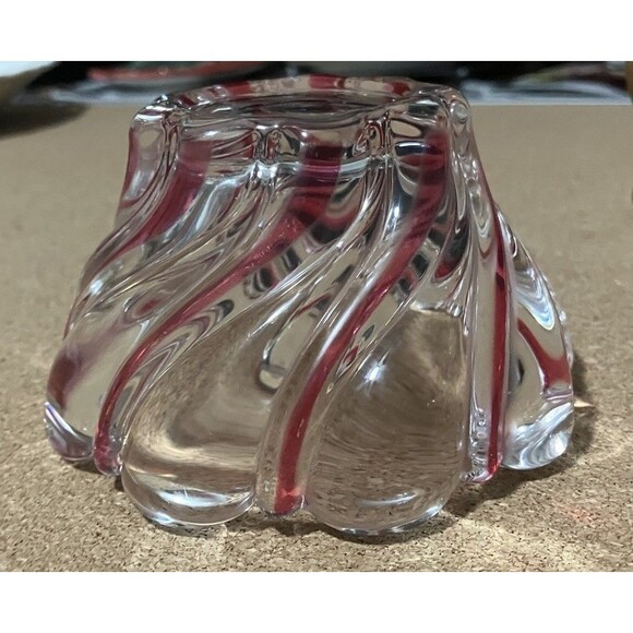 Mikasa Thick Art Glass Red Peppermint Swirl Candy Dish Dip Bowl 4x3' - Picture 5 of 13